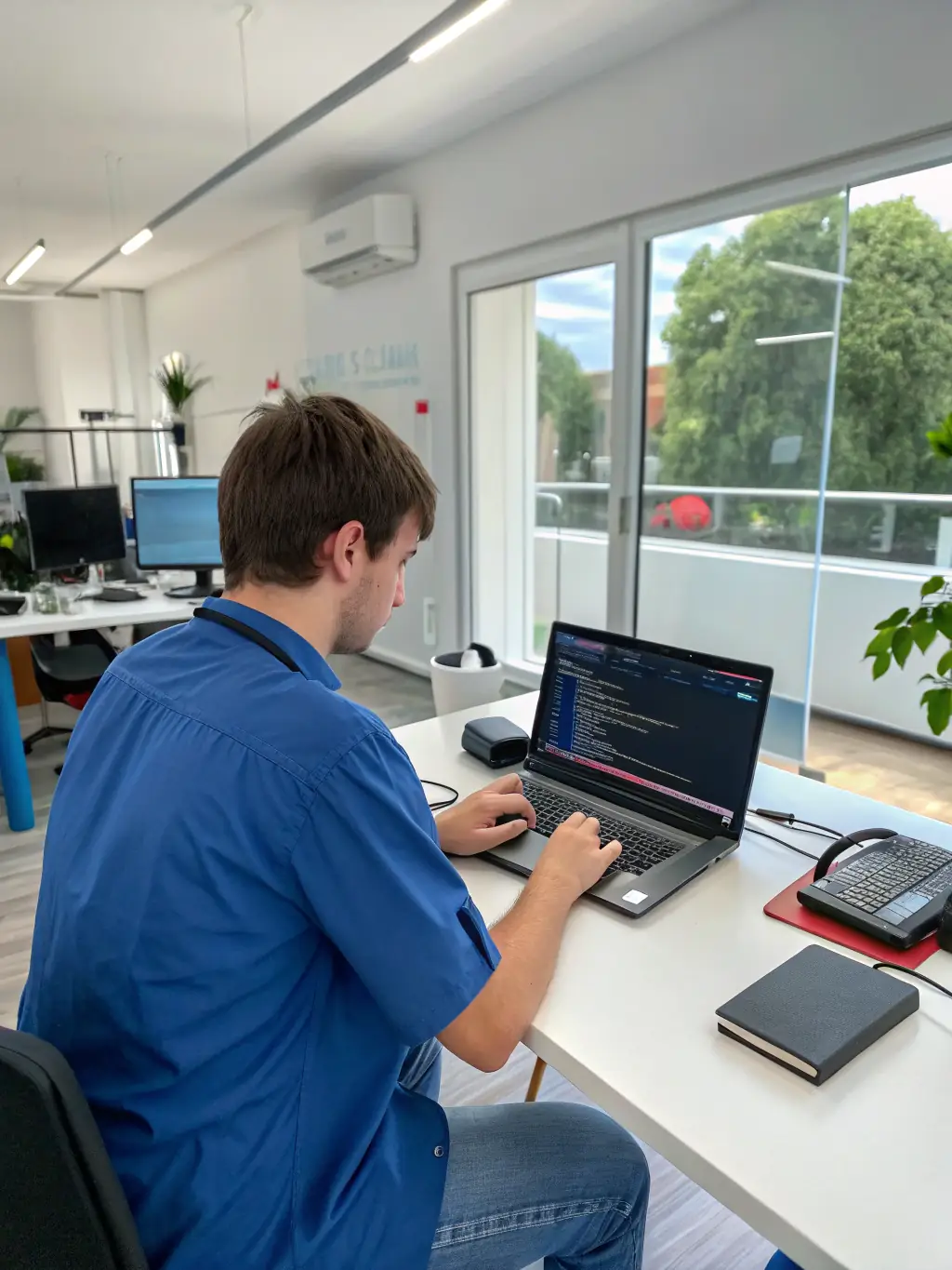 An image of a technician working on a computer, highlighting the IT support services offered by Kumar Hi-Tech Computers.