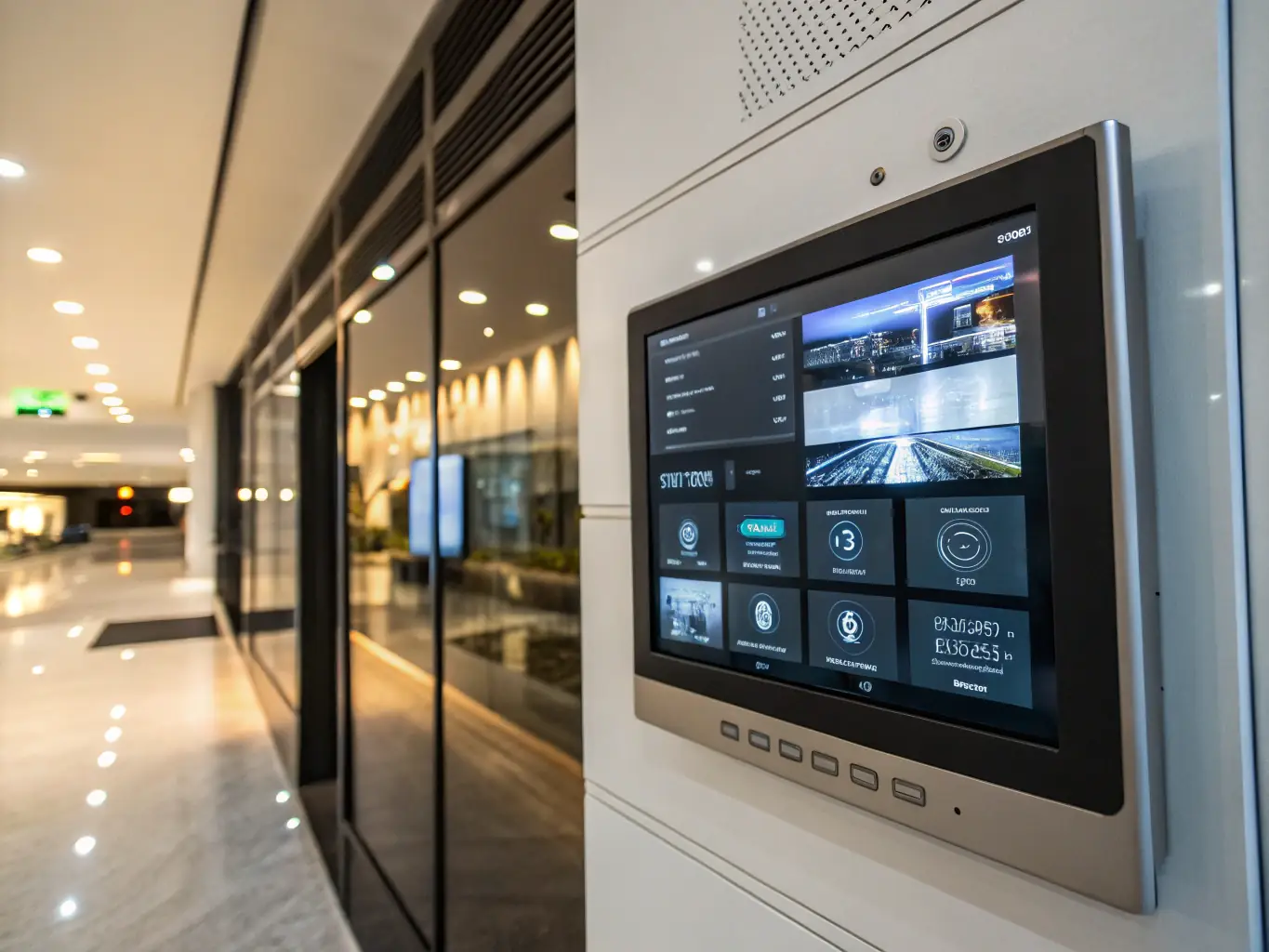 A clear image of a home security system control panel, highlighting its user-friendly interface and advanced features, such as remote access and real-time alerts, emphasizing its benefits for home security.